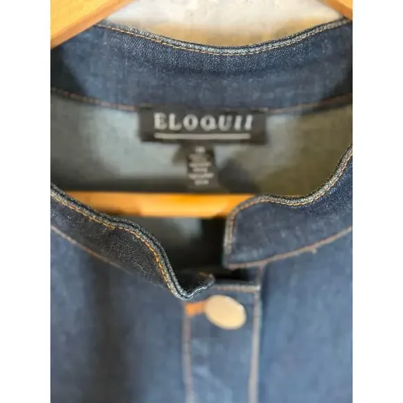 NWT ELOQUII Fit Flare Denim Midi Dress Dark Wash Stretch Casual 3X 24 Plus Curvy - Picture 5 of 11